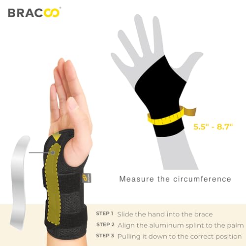 Bracoo Wrist Brace for Carpal Tunnel Day & Night, Adjustable Wrist Support Wrap with Splint, For Women Men, Fit Right Left Hand, Arthritis, Tendonitis, Sprain, Carpal Tunnel Syndrome, WB31 - Image 4