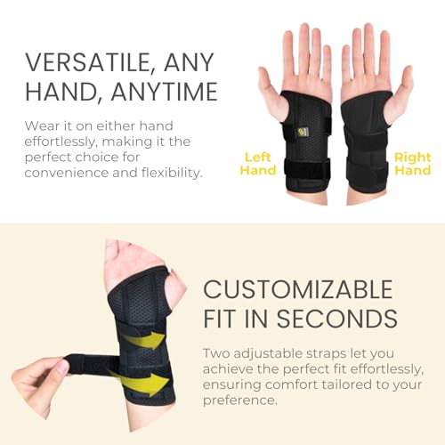 Bracoo Wrist Brace for Carpal Tunnel Day & Night, Adjustable Wrist Support Wrap with Splint, For Women Men, Fit Right Left Hand, Arthritis, Tendonitis, Sprain, Carpal Tunnel Syndrome, WB31 - Image 2