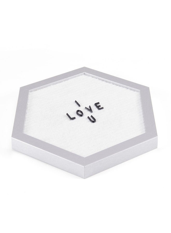 Melannco Felt Letter Board, Hexagonal, with Letters & Numbers, for Announcements, White & Silver - Image 5