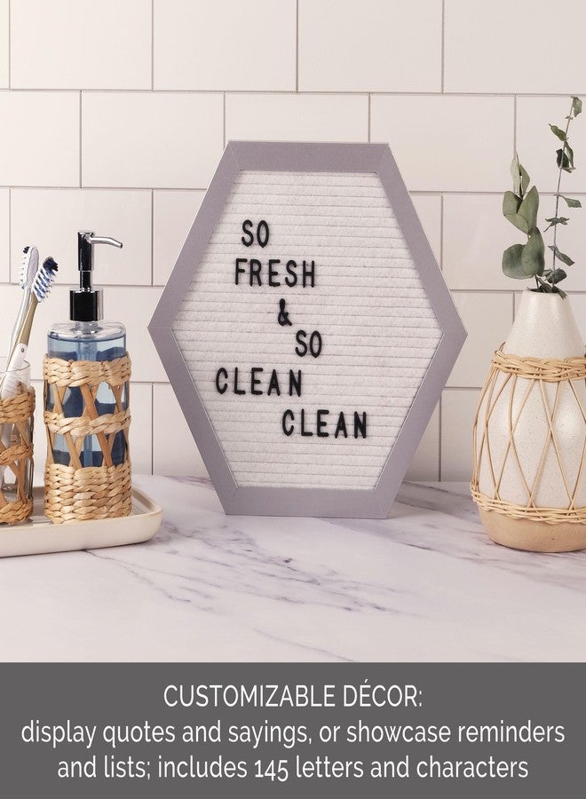 Melannco Felt Letter Board, Hexagonal, with Letters & Numbers, for Announcements, White & Silver - Image 4