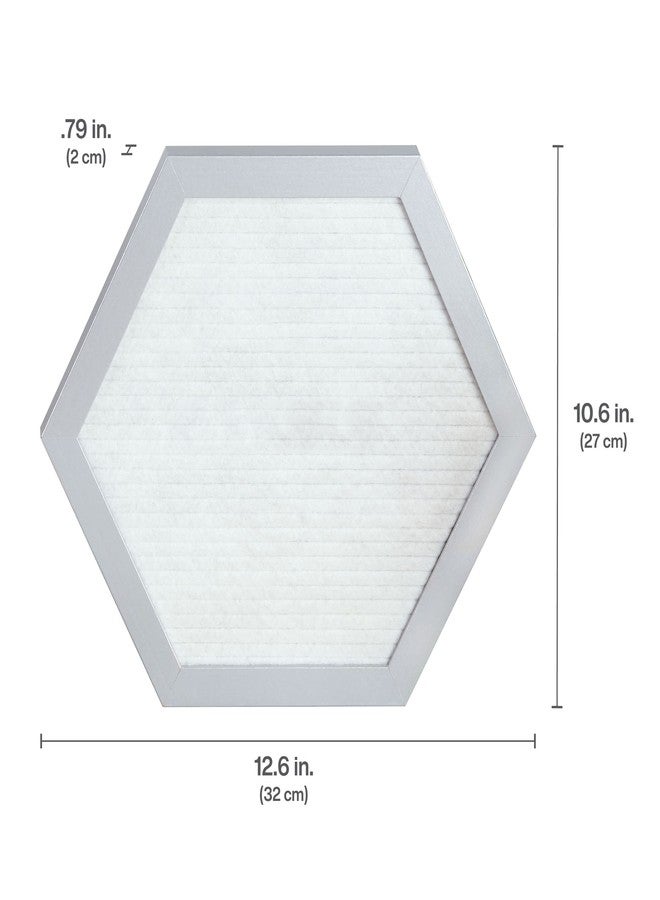 Melannco Felt Letter Board, Hexagonal, with Letters & Numbers, for Announcements, White & Silver - Image 2