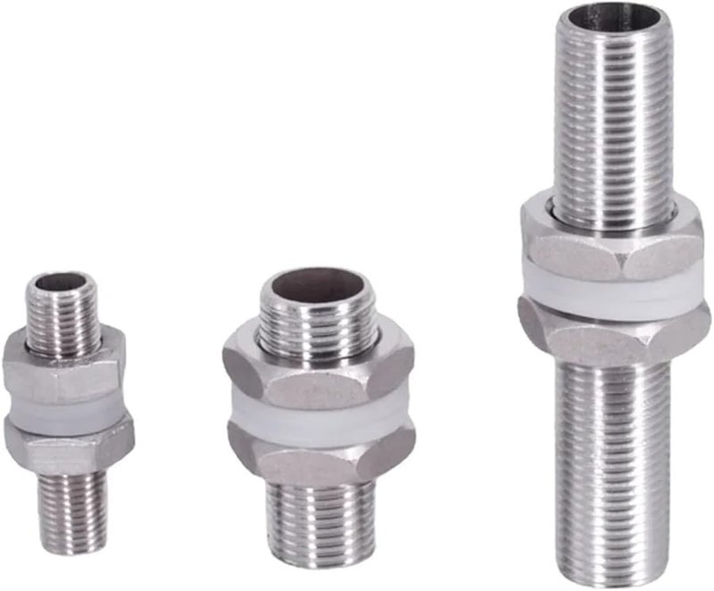 Stainless Steel Full Thread Bulkhead Lock Pipe Fitting 80MM 1 1 4 Inch BSPT - Image 2
