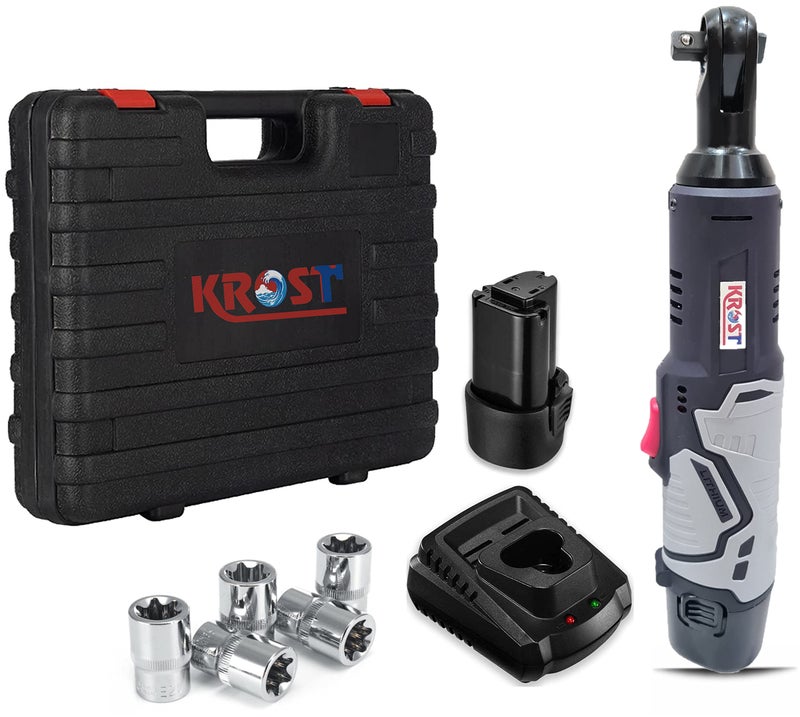 KROST مجموعة مفتاح ربط بدون أسلاك كروست، 3/8" 250RPM 12V مفتاح ربط كهربائي، أداة مفتاح ربط بدون أسلاك - Image 1