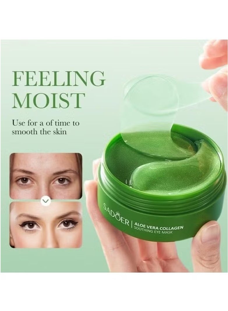 SADOER Aloe Vera Eye Masks - 60 PCS Under Eye Patches for Puffy Eyes and Dark Circles Treatments - Hydrating Eye Mask Skincare, Eye Gel Pads for Eye, Reduce Wrinkles and Fine Lines, Improve and Firm Eye Skin  - Image 5