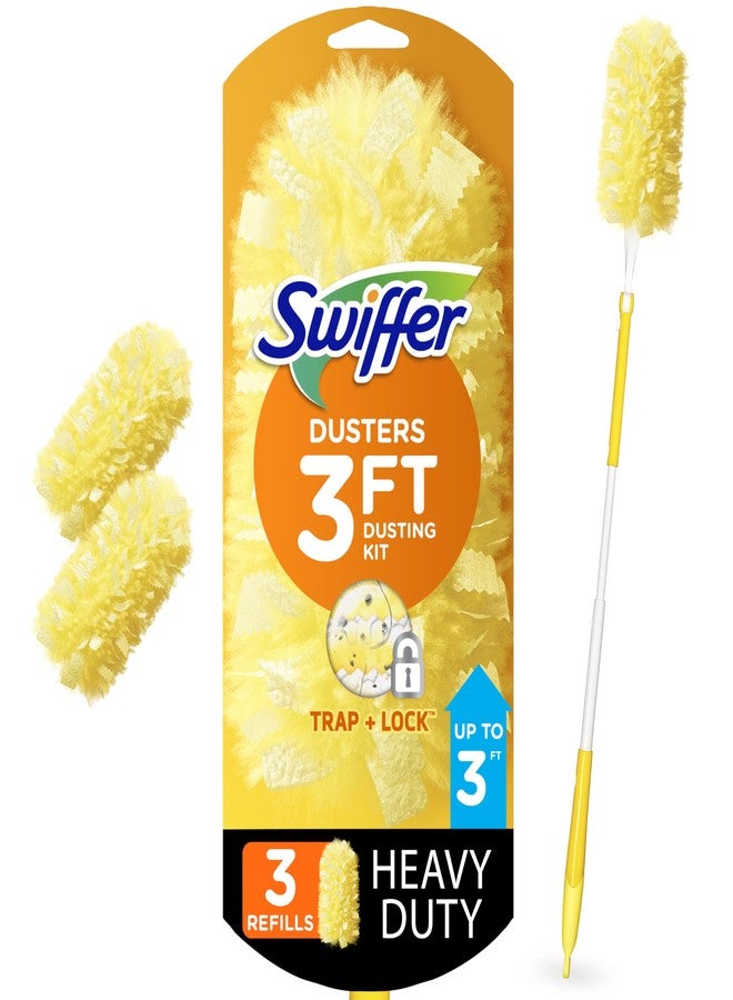 Swiffer مجموعة بدء استخدام ممسحة سويفر الثقيلة 3 قدم مع مقبض قابل للتمديد و 3 عبوات إعادة تعبئة - Image 1