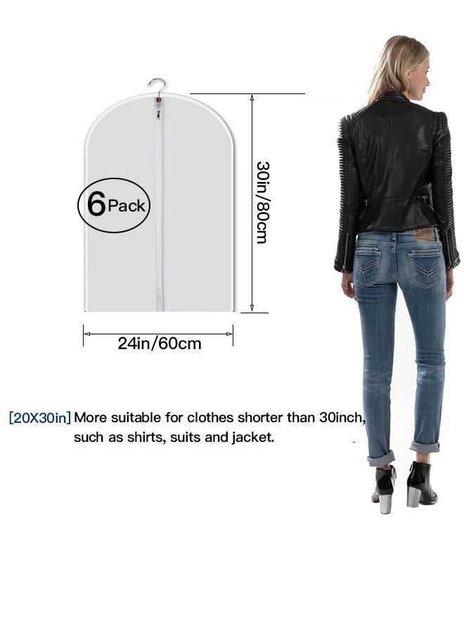 Garment Bags for Hanging Clothes 24'' x 30'',Transparent with Zipper for Shirt, Suit and Jackets, 5 packs