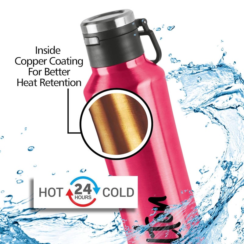 Milton Milton Gulp 600 Thermosteel 24 Hours Hot or Cold Water Bottle, 575 ml, 1 Piece, Pink - Image 2