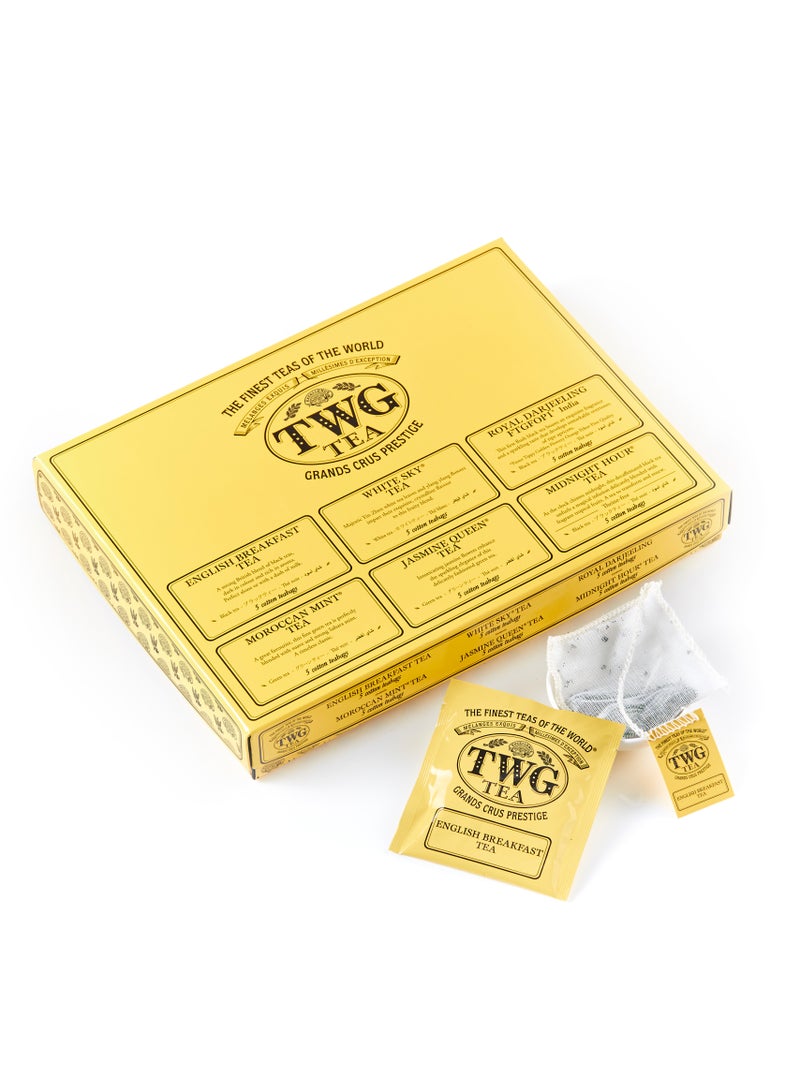 تي دبليو جاي تي مجموعة حول العالم | 6 أنواع | خلطات شاي حصرية | 30 كيس شاي قطني مخيط يدويًا | مجموعة هدايا - Image 1