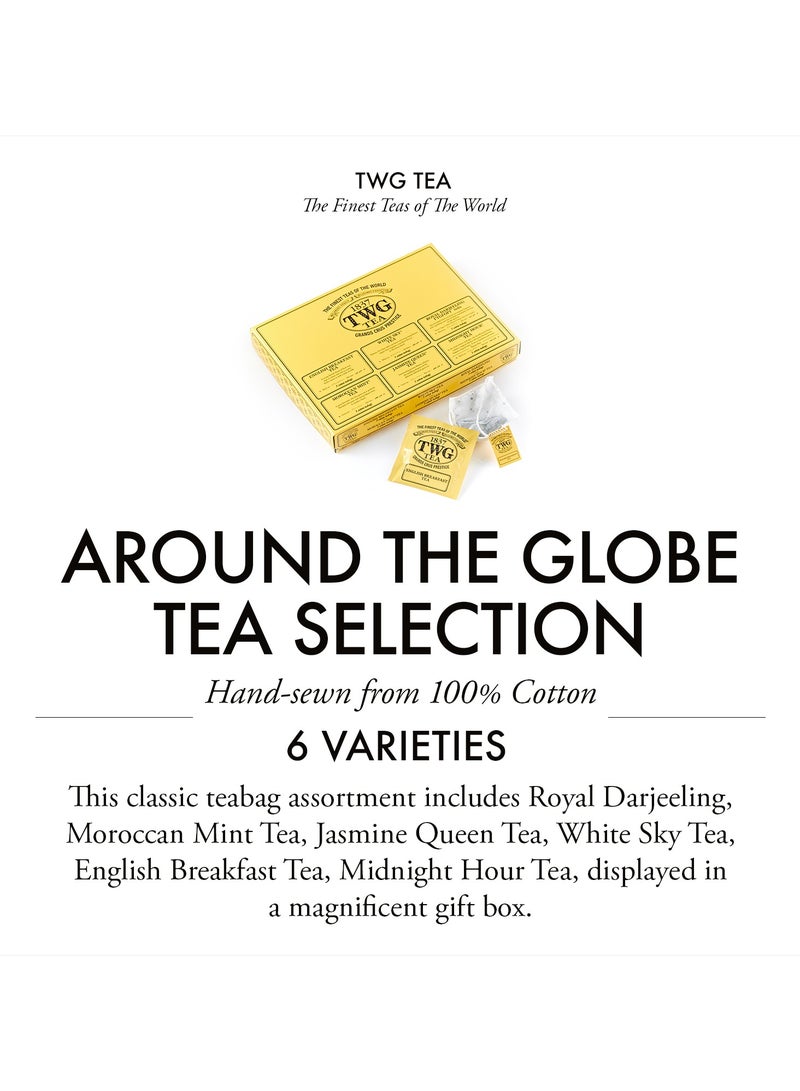 تي دبليو جاي تي مجموعة حول العالم | 6 أنواع | خلطات شاي حصرية | 30 كيس شاي قطني مخيط يدويًا | مجموعة هدايا - Image 2