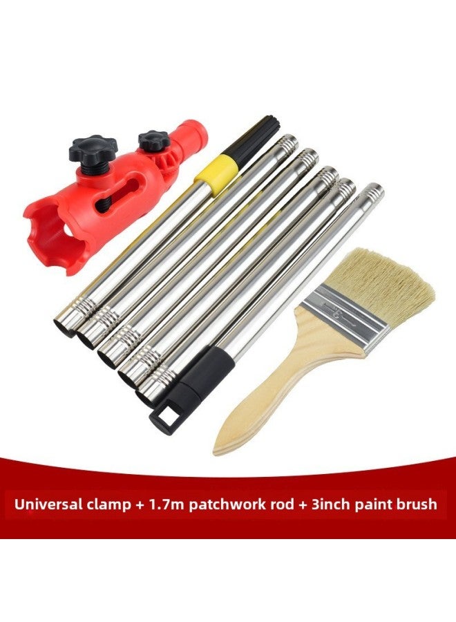 Multi-angle Roller Brush Paint Brush Extension Rod Handheld Paint Tool Extender Universal Bracket-Specification Model:1.7m Set (red Universal Clip + 6-section Post + 1 Brush)  - Image 1