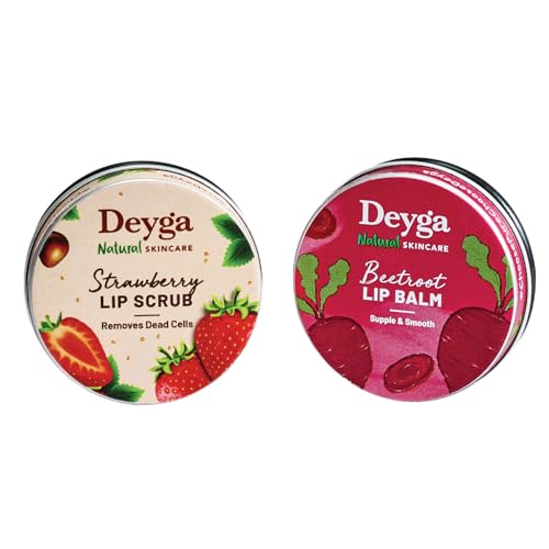 Deyga Nourished Lips Combo | Lip Scrub & Lip Balm | Exfoliate, Hydrate, Nourish & Moisturize | For Men & Women,1 Count,Multi - Image 1