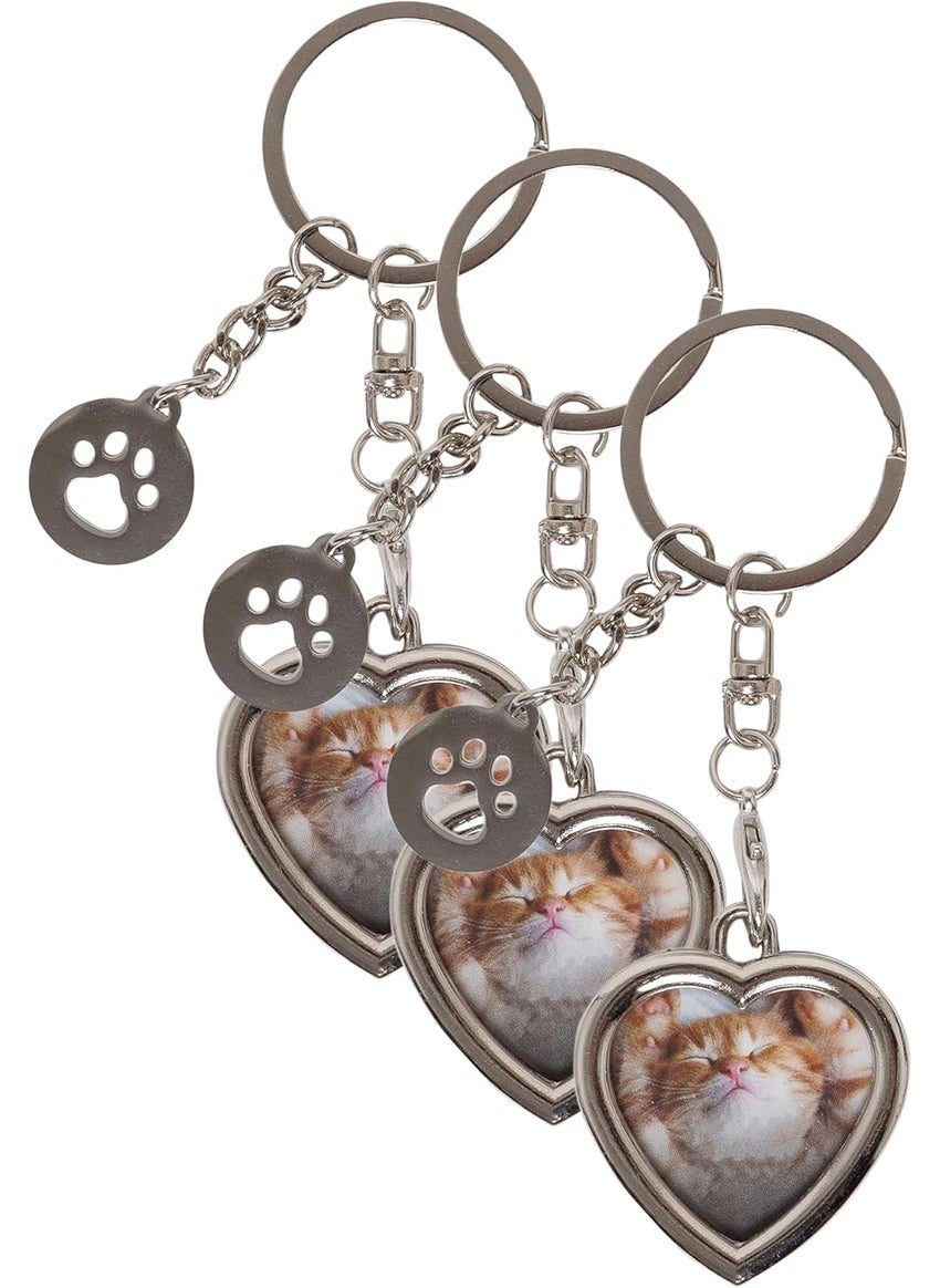 pearhead Pearhead Photo Keychain Pet Locket Dog or Cat Photo Frame Keychain Paw Print Charm Pack of 3  - Image 1