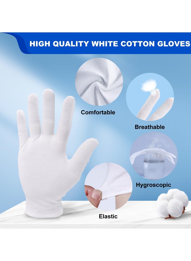 Harse 7 Pairs White Cotton Gloves for Dry Hands Sleeping & Moisturizing, Soft Cotton Gloves for Women & Men, Overnight Lotion Spa Treatment, Inspection, Jewelry Silver Coin Handling, Costume & Archive Use  - Image 2