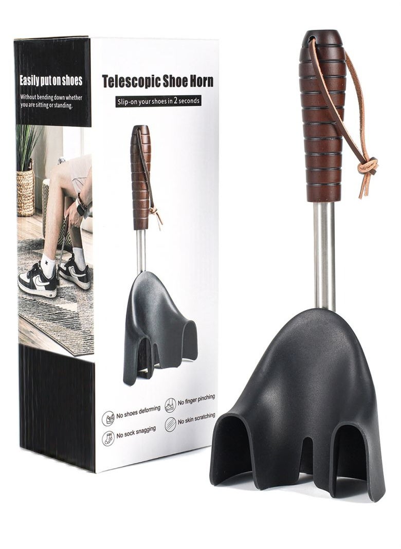 HieerBus Shoe Horn Long Handle Adjustable Length Stainless Steel Shoehorn For Seniors Men Women  - Image 1
