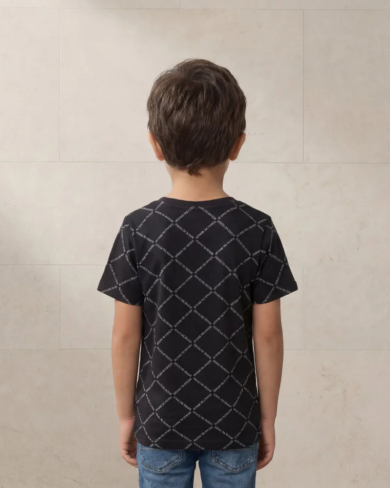 ردتاغ Boys Junior Black Printed With Foil T-Shirt