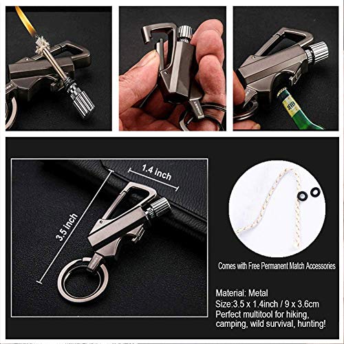 BIASTNR Permanent Match with Bottle Opener Metal Keychain Lighter, Reusable Waterproof Flint Matchstick Fire Starter for Camping Hunting, Great Gift Ideas Gold - Image 3