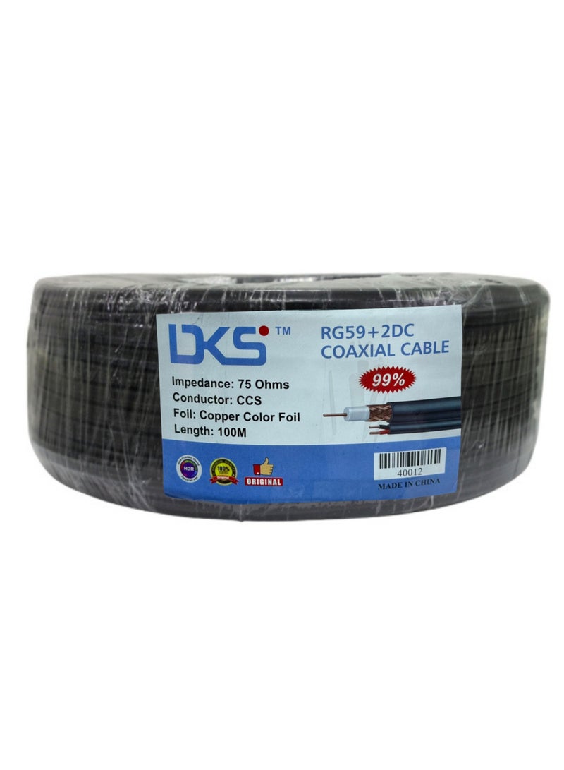 DOCKCASE RG59 Coaxial Cable With Power Ideal for CCTV Security Camera - 100M - Image 2