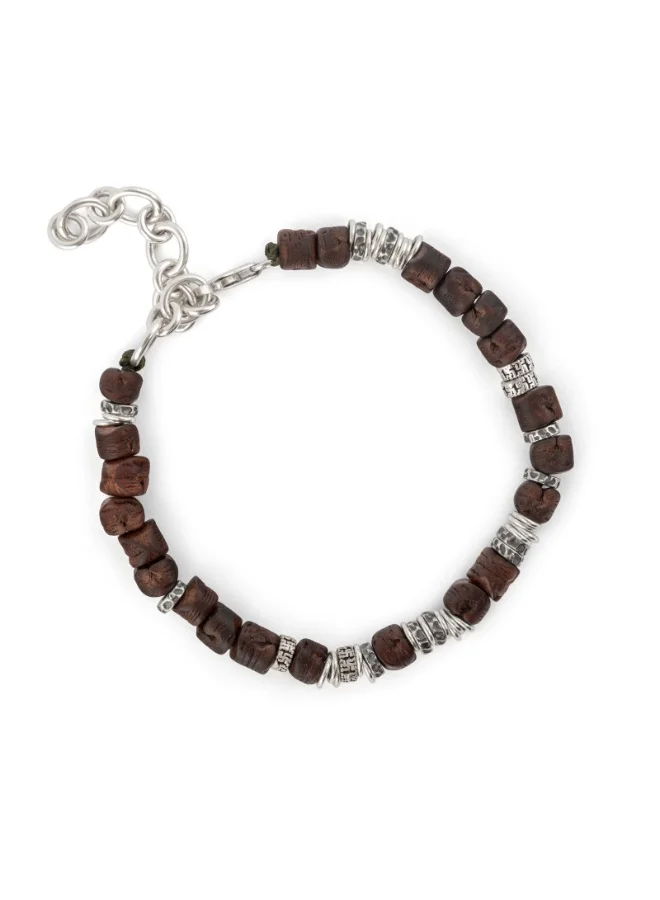 Minza Minza Nomad Men's Bracelet, Pure 925 Sterling Silver, Date Stone Beaded Bracelet, Adjustable Handmade Bracelet, Jewelry for Casual & Everyday Wear.
