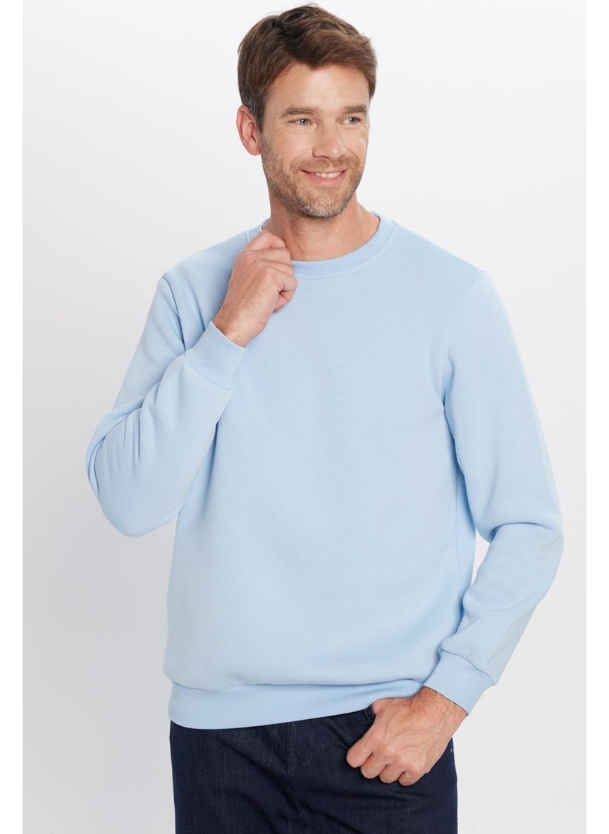 Unisex Oversize Wide Cut Cotton Soft Textured Polar Fleece Inside Basic Blue Crew Neck Sweatshirt - pzsku/ZA94DDEDFADFC36DA1DA2Z/45/_/1734372667/a7d14b94-6367-40ef-8f8a-42ad4ac3f1aa