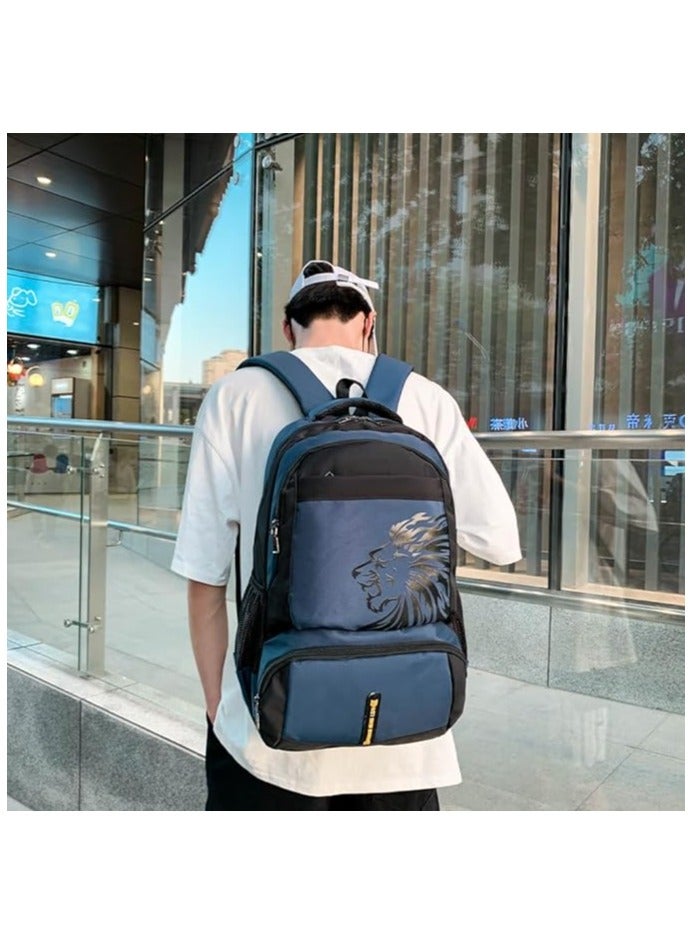 506 Unisex College Youth School Bags Waterproof Multifunctional High Quality Backpack School Bags Blue  - Image 3