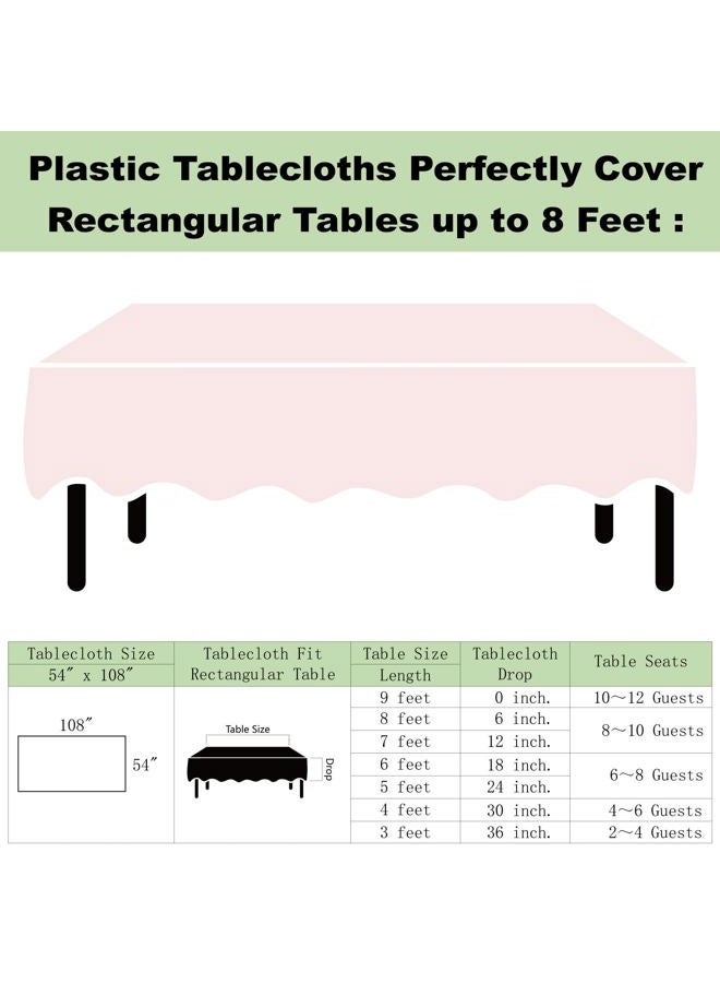 rebdng Plastic Blush Pale Pink Tablecloths 3 Pack Disposable Table Covers 54" x 108" Baby Pastel Peach Table Cloths for Parties Bridal Shower Engagement Wedding Birthday, Fits 6 to 8 Foot Rectangle Tables - Image 5