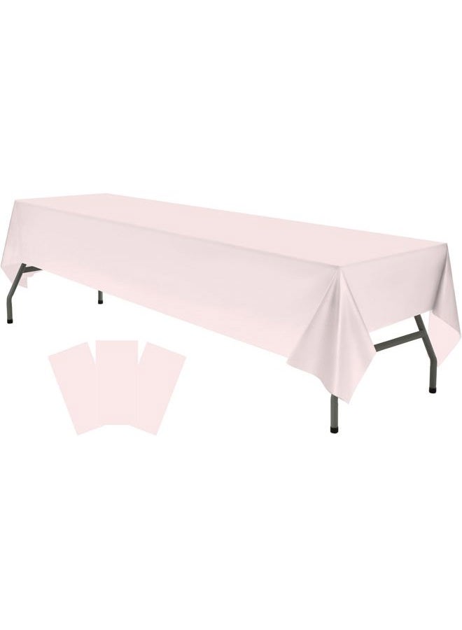 rebdng Plastic Blush Pale Pink Tablecloths 3 Pack Disposable Table Covers 54" x 108" Baby Pastel Peach Table Cloths for Parties Bridal Shower Engagement Wedding Birthday, Fits 6 to 8 Foot Rectangle Tables - Image 1