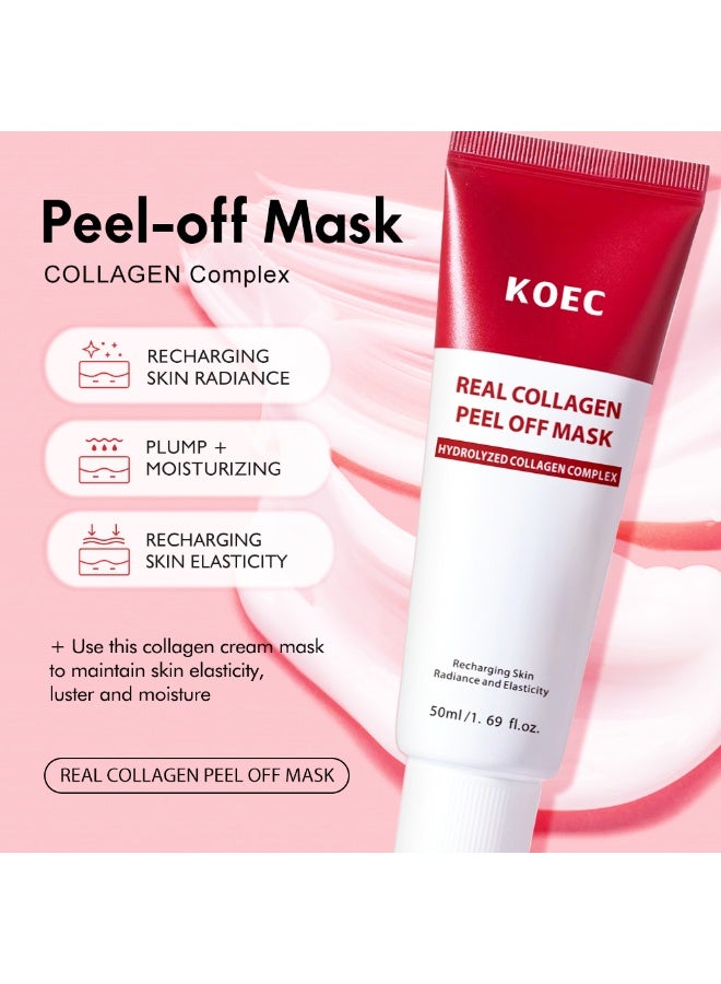ك أو إي سي قشر الكولاجين الحقيقي قناع 50 مل مع فرشاة التطبيق -مجمع الكولاجين المتحلل مائل لسحق، رطب ومرن شرائح الجلد علاج مضاد للشيخوخة - Image 2