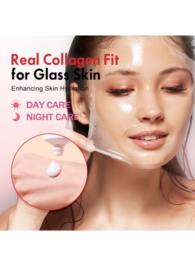 ك أو إي سي قشر الكولاجين الحقيقي قناع 50 مل مع فرشاة التطبيق -مجمع الكولاجين المتحلل مائل لسحق، رطب ومرن شرائح الجلد علاج مضاد للشيخوخة - Image 3