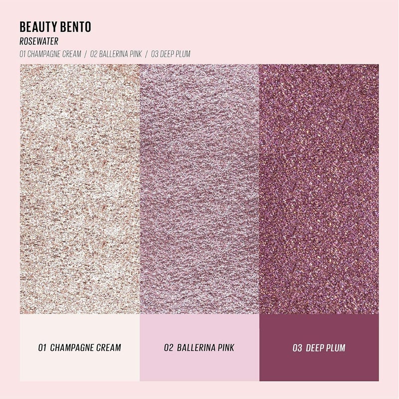 KAJA Beauty Bento Eyeshadow Trio - Rosewater- 3 in 1 Mosaic Chrome Shimmer Matte Eye Shadow Palette - Long Lasting Blendable Pigmented Vegan Cruelty Free Compact Makeup - Image 4