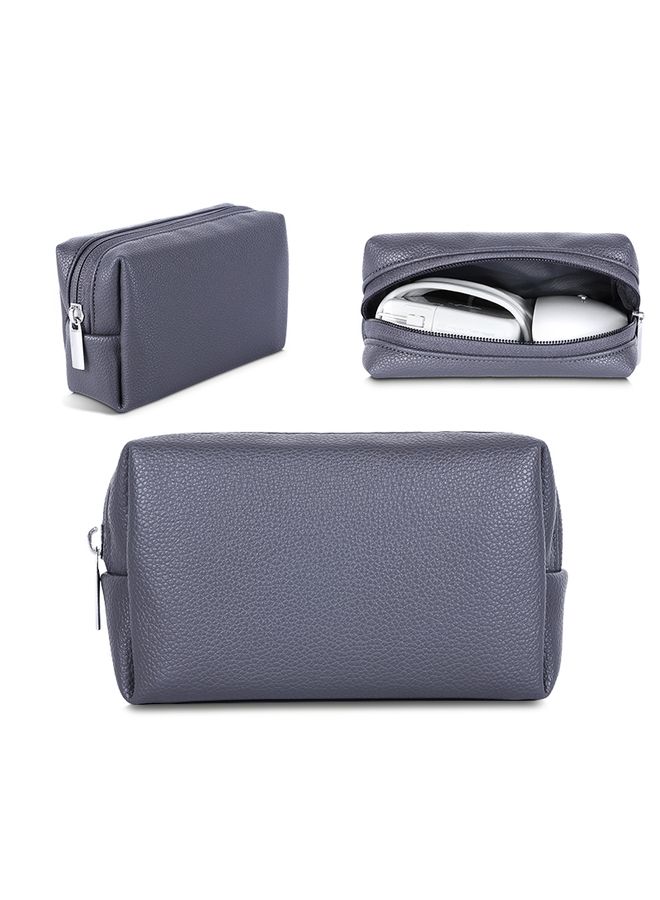 HuHa Leather Power Pack Charger Data Cable Mouse Digital Storage Bag(Dark Grey)  - Image 2