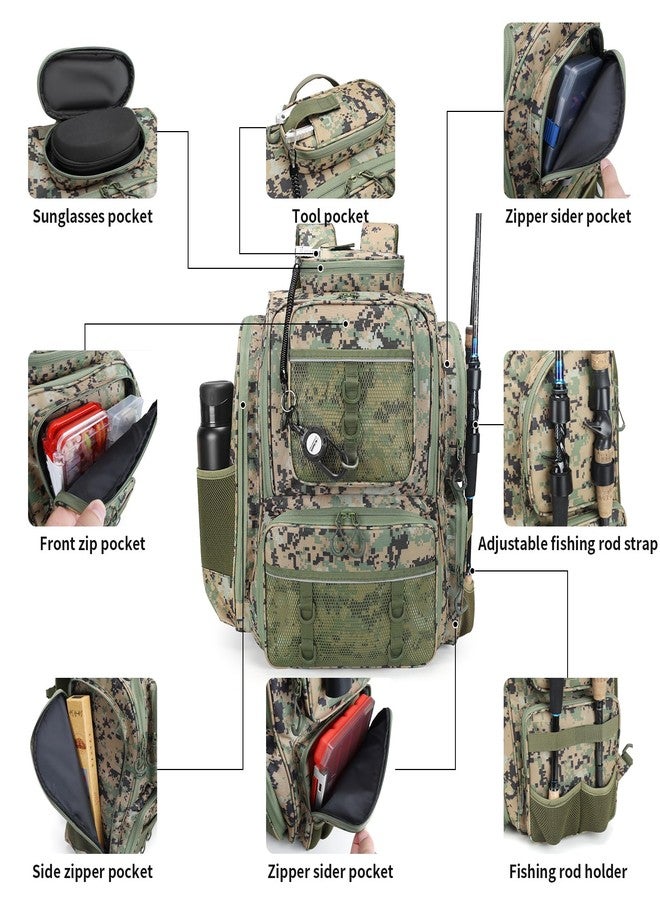 WANOON 42L Fishing Backpack with Rod Holders. Large Ttackle Bag Strong Materials - Image 2