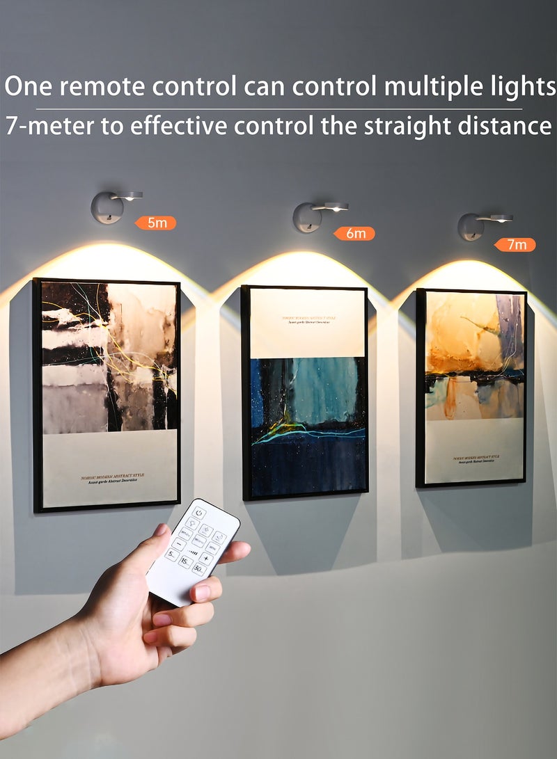 Arabest Smart Wall Light with Rechargeable Battery - LED Wall Light with Motion Sensor & 3 Color Temperatures (3000K/4000K/6000K) - 360° Rotating Wireless Wall Lamp for Art, Closet, Bedroom, Staircase and Hallway - Image 1