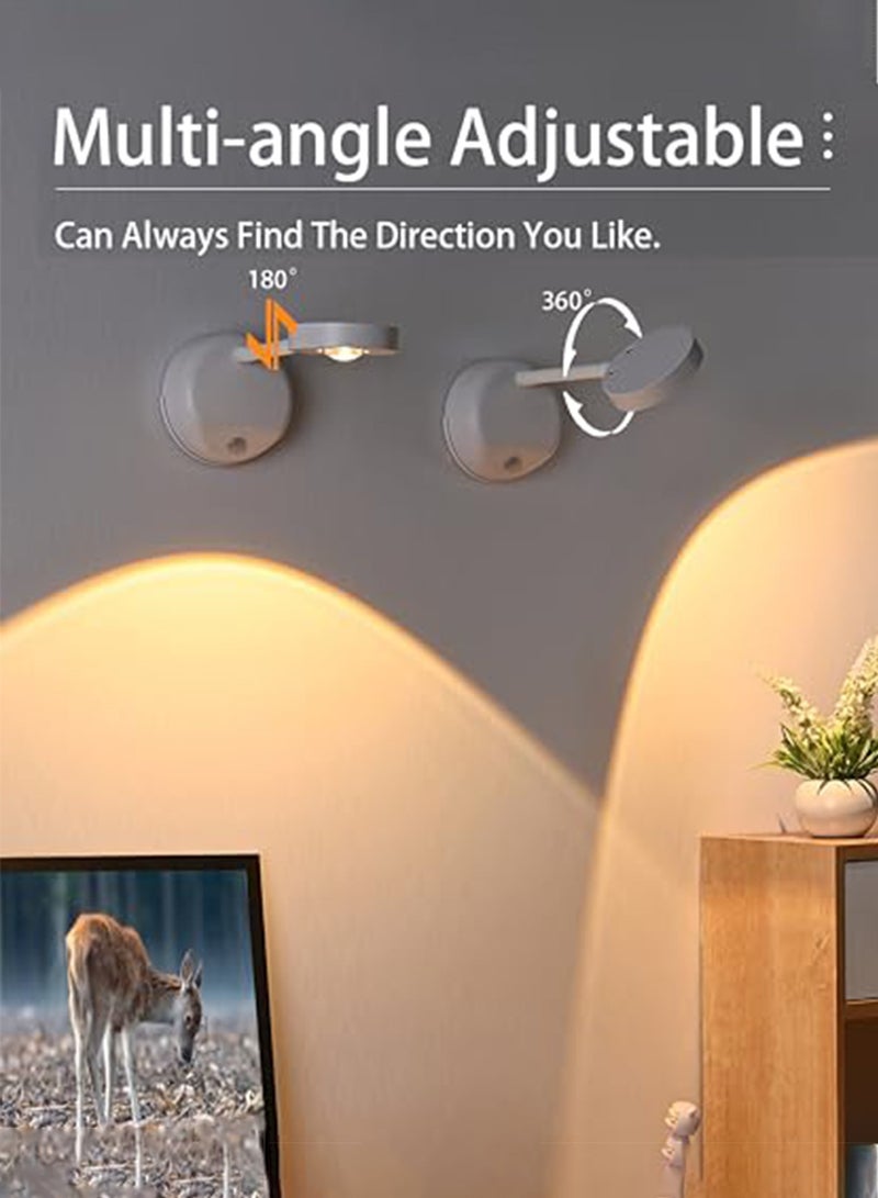 Arabest Smart Wall Light with Rechargeable Battery - LED Wall Light with Motion Sensor & 3 Color Temperatures (3000K/4000K/6000K) - 360° Rotating Wireless Wall Lamp for Art, Closet, Bedroom, Staircase and Hallway - Image 5