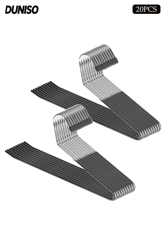 DUNISO 20 Packs Pants Hangers,Open Ended Trouser Hangers,Anti-Rust Metal Hangers,Closet Clothes Hangers,Non Slip,Strong and Durable,Space Saving,for Pants,Jeans, Slacks, Blanket,Scarf - Image 1