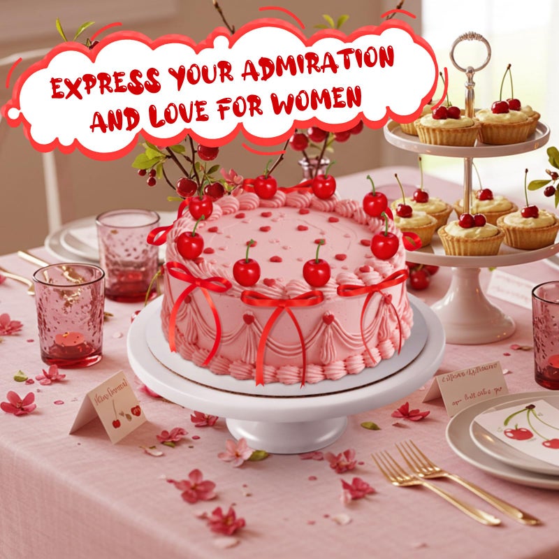 Chunful 24 Pcs Red Cherry Cake Decorations with Red Bows Fake Cherry Cake Toppers Artificial Fruit for Dessert Decor for Birthday, Wedding, Bridal Shower, Baby Shower, Anniversary Party - Image 3