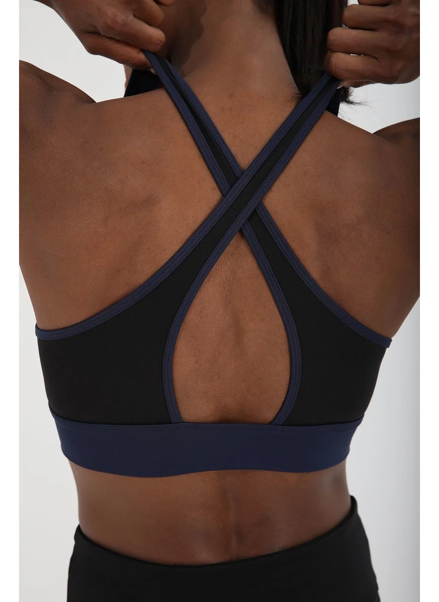 Tommy Life Indigo Women's Cross Back Detailed Slim Fit U Neck Sports Bustier - 97121