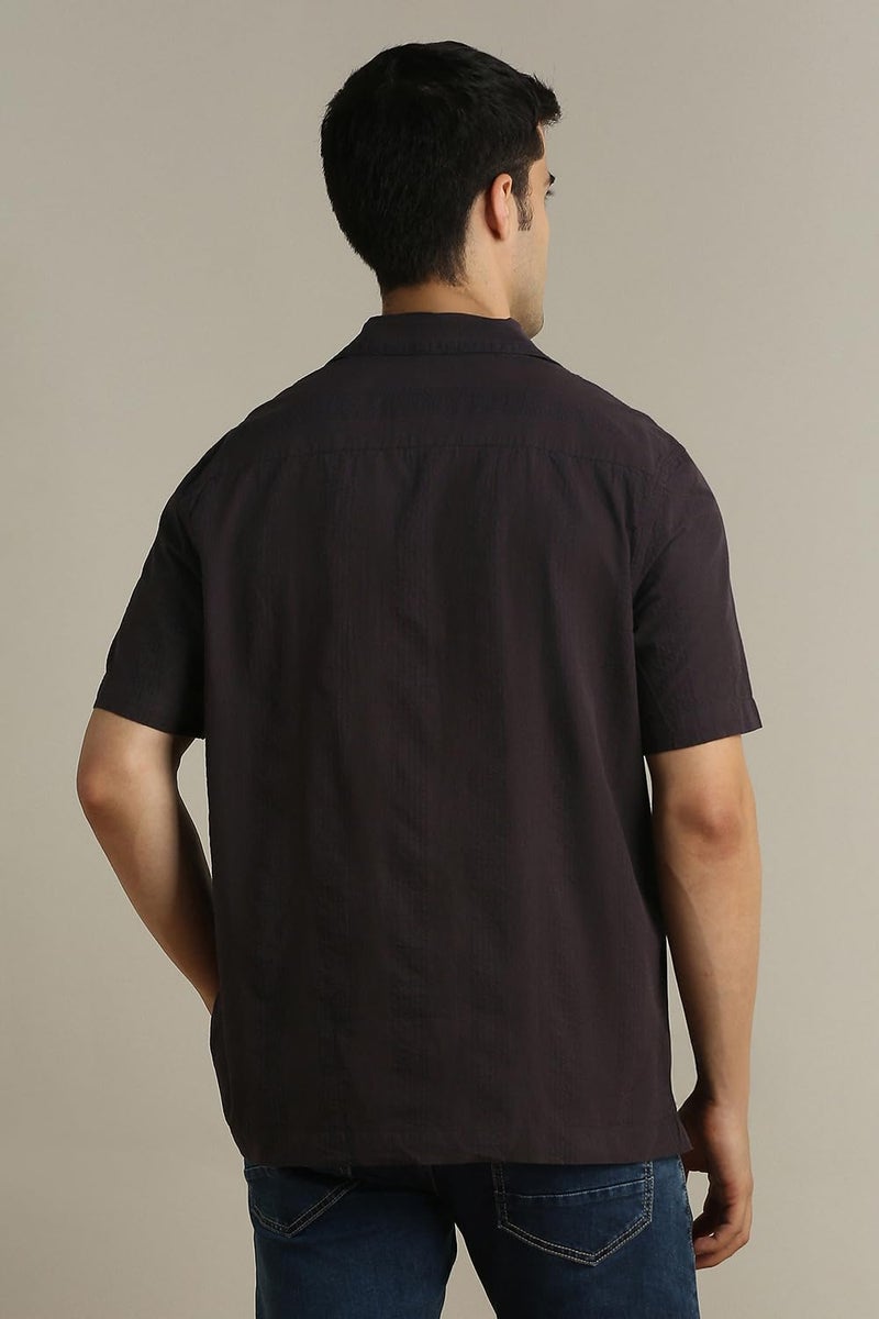 Peter England Men Brown Regular Fit Stripe Half Sleeves Casual Shirt - Image 5
