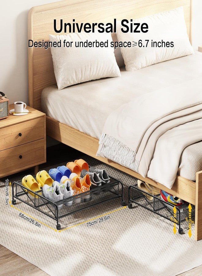 LeArex Under Bed Shoe Storage Organizer,1 Pack Under Bed Storage Containers with Wheels for Under Bed Shoe Organizer Drawer Space Saving for Bedroom - Image 2