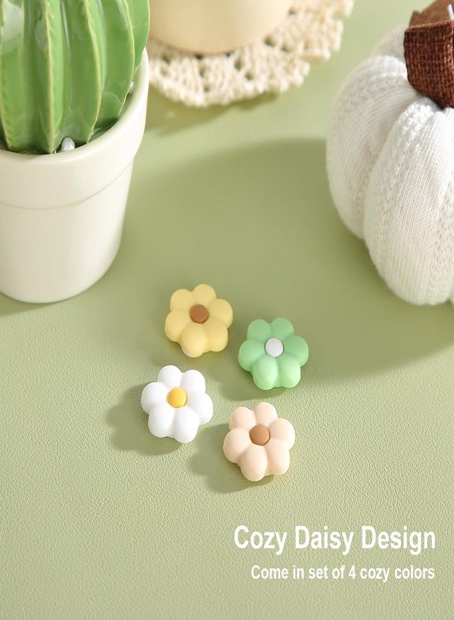 CasosexploreLab Thumb Grips for Nintendo Switch 2, Cozy Daisy Joystick Caps, Soft Silicone Thumb Stick Cover for Switch 2 Joycon Controller, 4 Pack White Sage Green Floral Accessories for Analog - Image 5