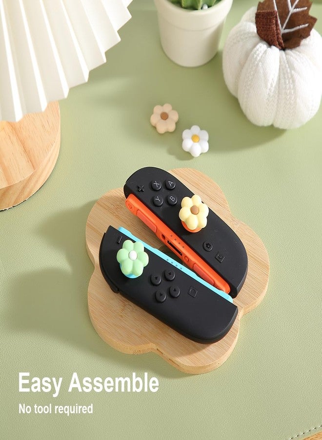 CasosexploreLab Thumb Grips for Nintendo Switch 2, Cozy Daisy Joystick Caps, Soft Silicone Thumb Stick Cover for Switch 2 Joycon Controller, 4 Pack White Sage Green Floral Accessories for Analog - Image 2
