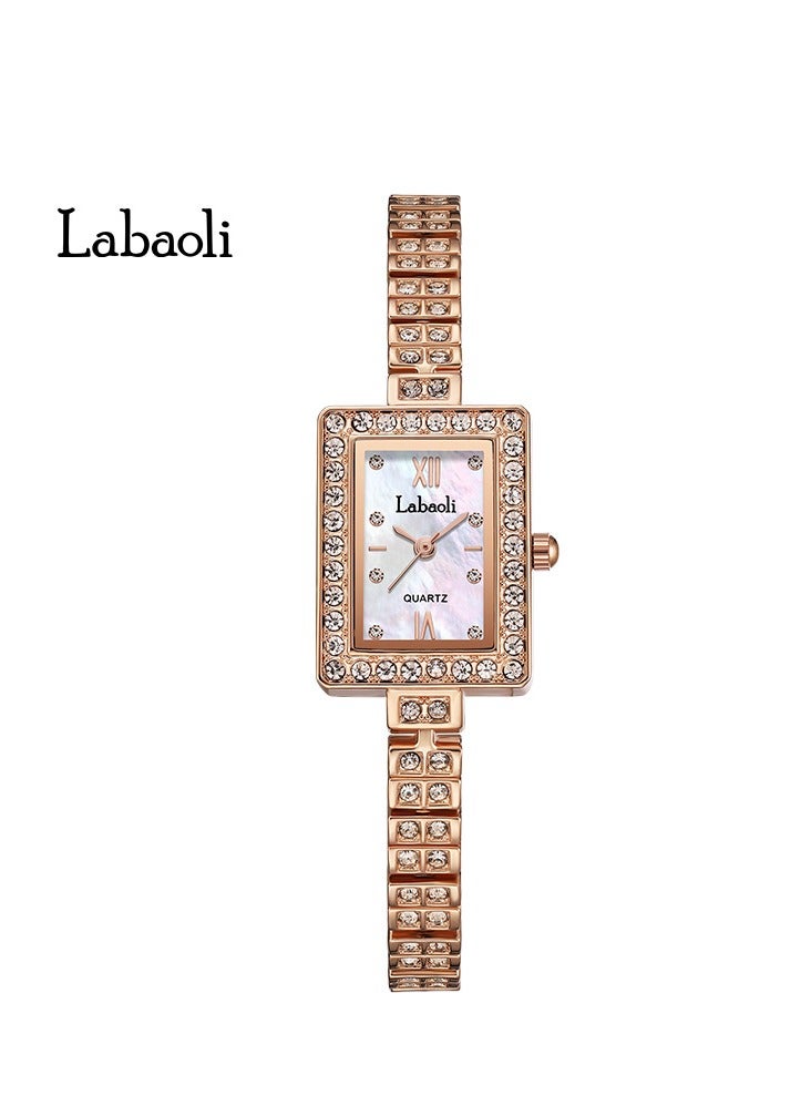 Labaoli Labaoli New Light Luxury Bracelet Watch Square Quartz Watch Women's Waterproof Watch Set with Diamonds - Image 1