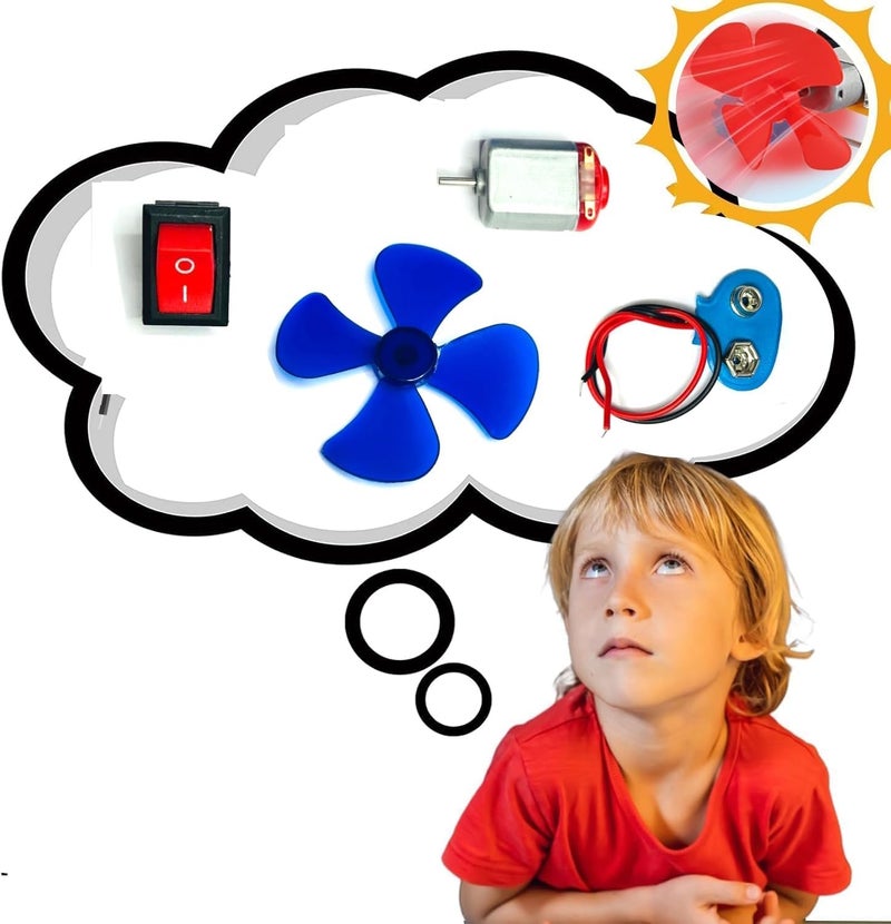 melfi مجموعة علوم المحرك الكهربائي Melfi DIY – مجموعة تعلم الدوائر STEM مع محرك DC، مروحة صغيرة، مفتاح دوار، موصل بطارية وأسلاك - Image 4