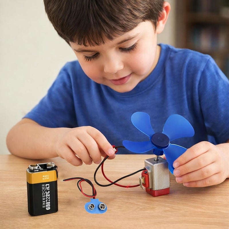 melfi مجموعة علوم المحرك الكهربائي Melfi DIY – مجموعة تعلم الدوائر STEM مع محرك DC، مروحة صغيرة، مفتاح دوار، موصل بطارية وأسلاك - Image 3