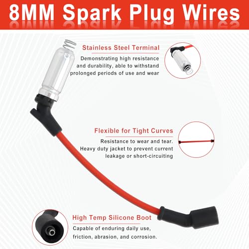MCCKLE 41-110 Iridium Spark Plugs and M8-48322 Spark Plug Wires Compatible with Chevy Silverado Suburban Avalanche Express GMC Cadillac Escalade Yukon Sierra Savana 5.3 6.0L 6.2L V8 LS Truck MCCKLE (8 Set) - Image 5
