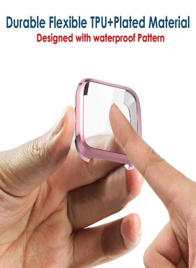 Simpeak 5Pack Soft Screen Protector Bumper Case Compatible with Fitbit Versa Smartwatch, Full Protection, Rose Pink/Clear/Silver/Black/Rose Gold - Image 3