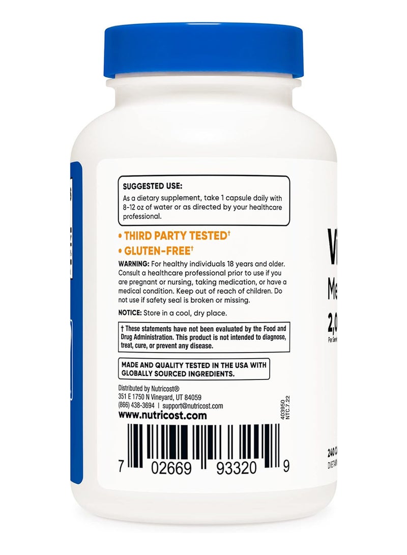 Nutricost Vitamin B12 2000 Mcg 240 Capsules - Image 3