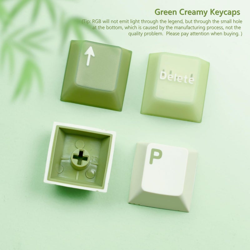 Womier Matcha Green Keycaps PBT, Jelly Keycaps 60 75 100 Percent, Translucent Jade Key caps Custom 127 Keys, Cherry Profile for 61/68/84/87/98/100 Cherry Gateron MX Mechanical Gaming Keyboards - Image 5