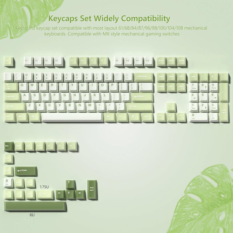Womier Matcha Green Keycaps PBT, Jelly Keycaps 60 75 100 Percent, Translucent Jade Key caps Custom 127 Keys, Cherry Profile for 61/68/84/87/98/100 Cherry Gateron MX Mechanical Gaming Keyboards - Image 4