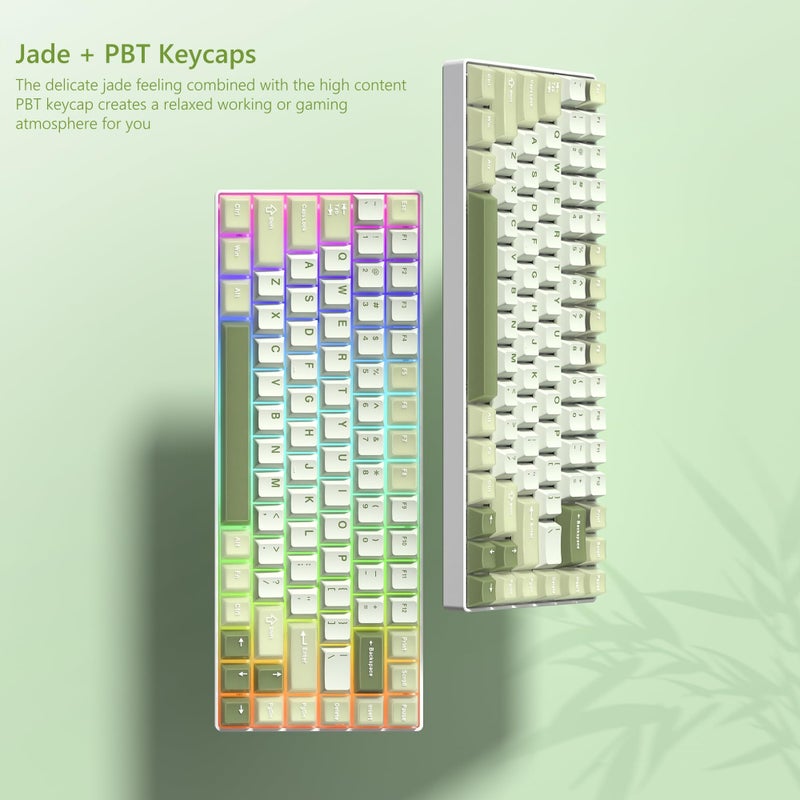 Womier Matcha Green Keycaps PBT, Jelly Keycaps 60 75 100 Percent, Translucent Jade Key caps Custom 127 Keys, Cherry Profile for 61/68/84/87/98/100 Cherry Gateron MX Mechanical Gaming Keyboards - Image 2