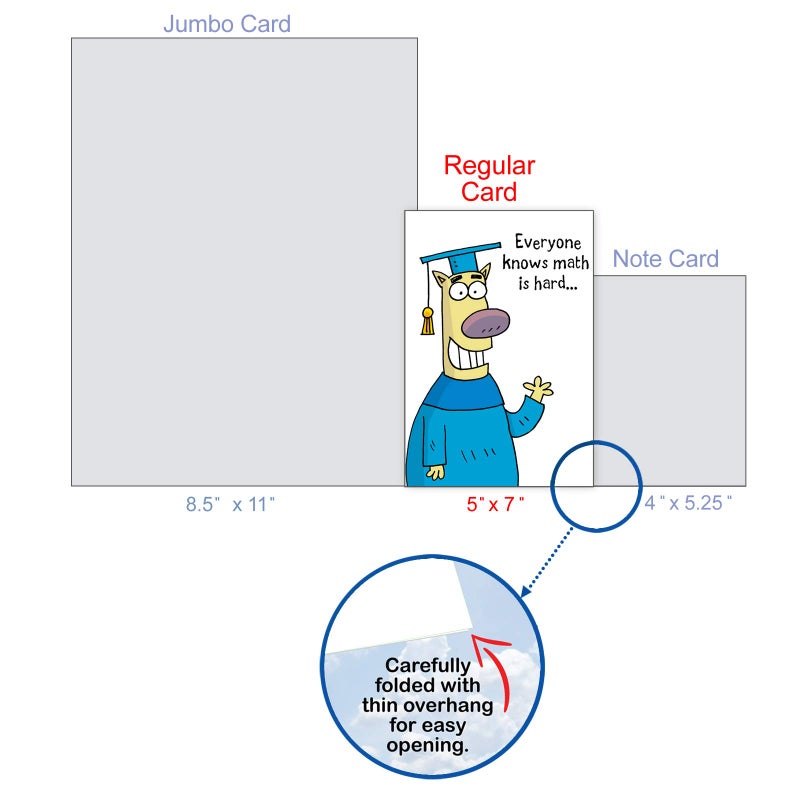 NobleWorks - 1 Happy Graduation Card Funny - Cartoon Card for Graduate, School or College, Humor Notecard with Envelope - Math is Hard C3626GDG - Image 4